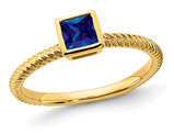1/4 Carat (ctw) Princess Cut Blue Sapphire Ring in 14K Yellow Gold